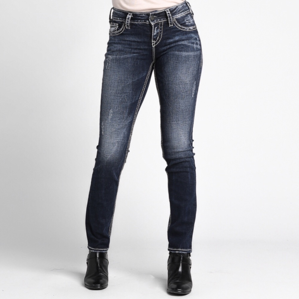 SILVER JEANS ••• Suki Mid-Rise Straight Leg Jeans